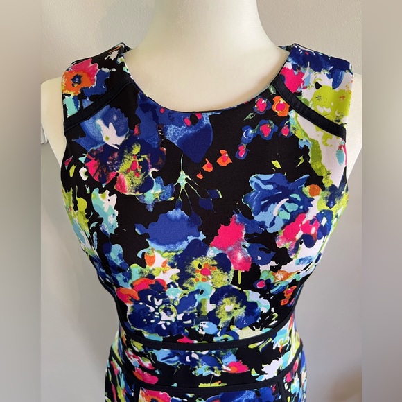 Nicole by Nicole Miller Size Medium Multi Color Floral Sleeveless Midi Dress - Picture 4 of 6